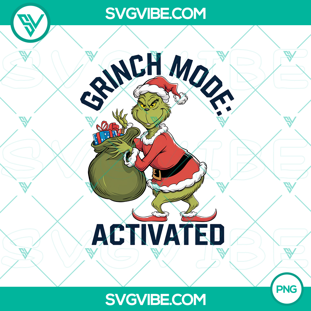 Grinch Mode Activated Christmas PNG – Funny and Festive Holiday Design Funny and festive Grinch Mode Activated Christmas PNG design perfect for the holidays.