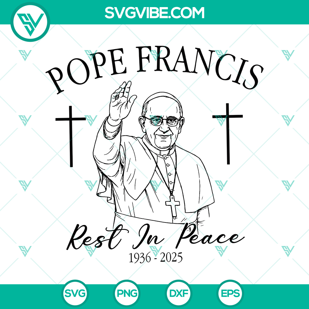 MK Pope Francis RIP 1936–2025 vector clipart in SVG PNG EPS format for digital use.