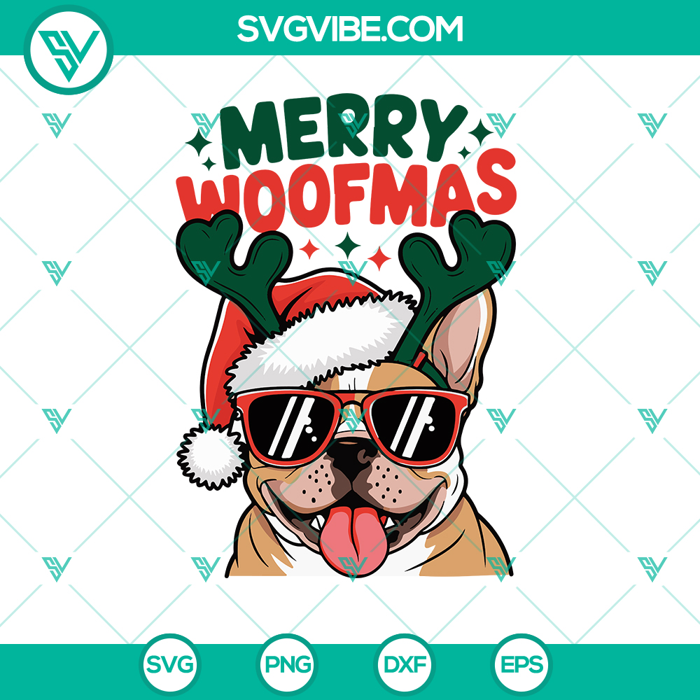 Merry Woofmas Bulldog Merry Christmas SVG – Funny Holiday Design in DXF, EPS, PNG Merry Woofmas Bulldog Merry Christmas SVG with funny holiday design in DXF, EPS, PNG format.