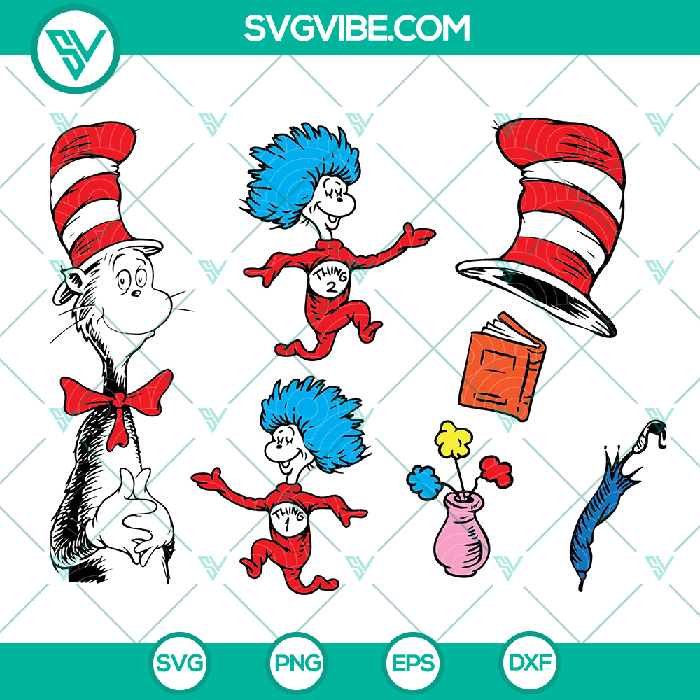 Mockup-4.jpg Dr. Seuss Cat in the Hat SVG files for Silhouette, Cricut, DXF, EPS, and PNG - perfect for crafting projects.