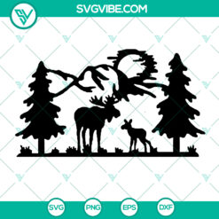 Moose with Cub SVG & PNG for Cricut - Elk Silhouette Vector, perfect for crafting projects.