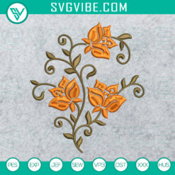 Pretty floral pattern machine embroidery design with 2 sizes included, instant download.
