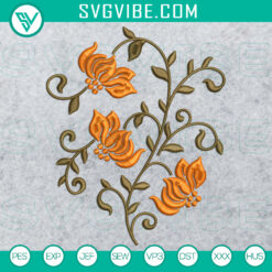 Pretty floral stitch design machine embroidery pattern with two sizes included for instant download.