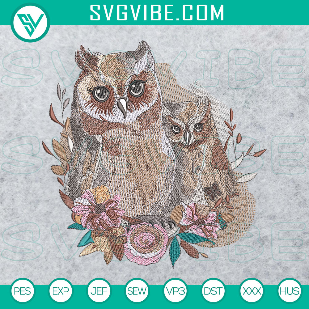 Mockup EMB EL Baby Owl 3 Embroidery Design in 5 sizes, Premium Owl Machine Embroidery Pattern with cute owl design.