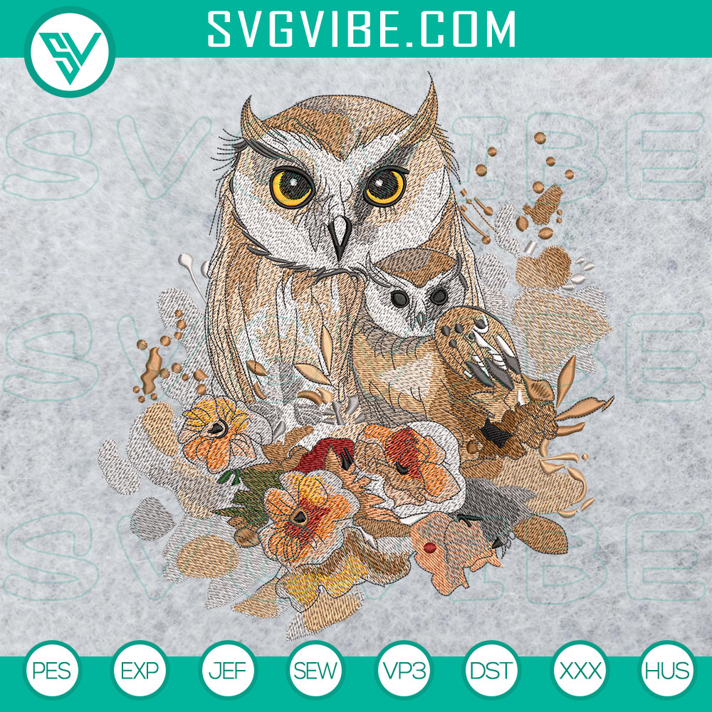Mockup EMB Premium Baby Owl machine embroidery design with 5 included sizes for EL Baby Owl 4, perfect for various projects.