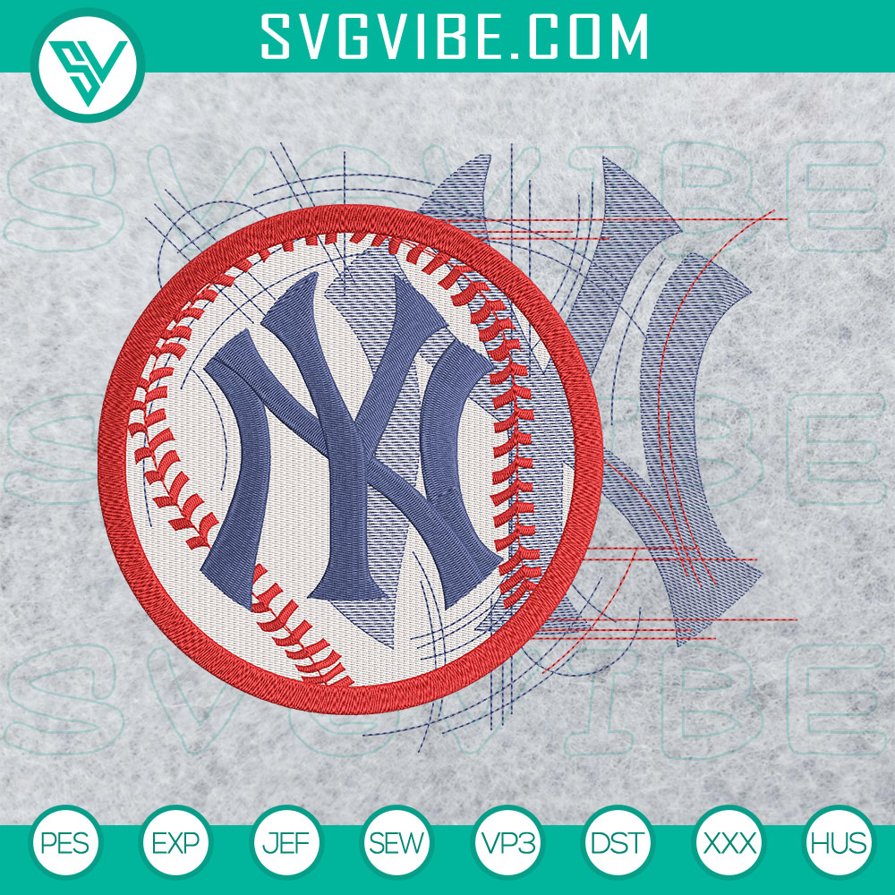 Mockup EMB New York Yankees modern sketch logo embroidery design inspired by MLB, artistic stitch file for baseball fans.