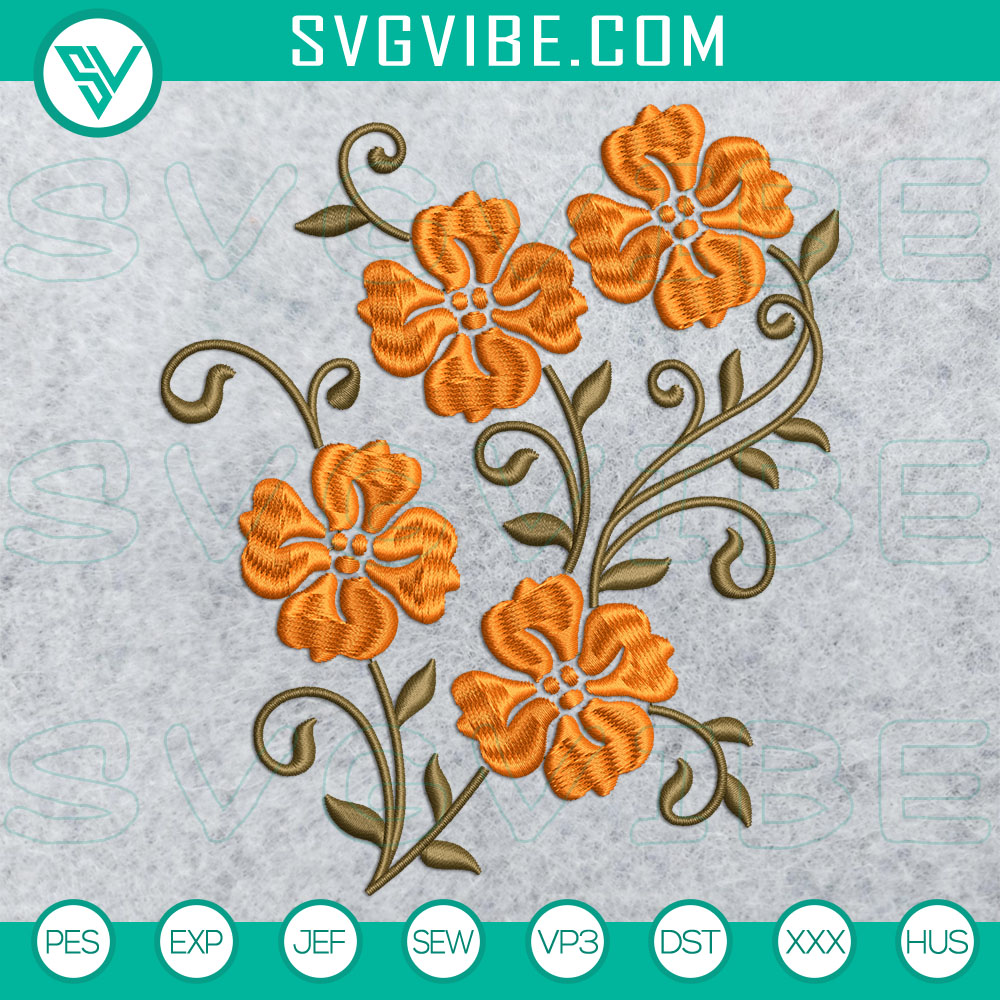 Mockup EMB Pretty floral pattern embroidery design with two available sizes for instant download.