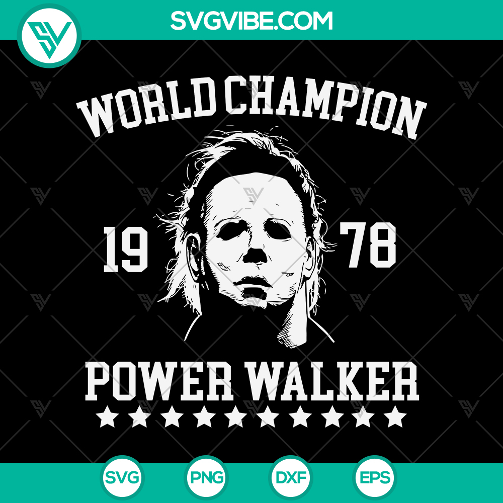World Champion 1978 Power Walker SVG Files - Michael Myers SVG Download Files World Champion 1978 Power Walker SVG files featuring Michael Myers character for download in SVG format.