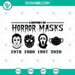 Spooky History of Horror Masks SVG for Halloween designs with horror motifs, perfect for digital projects.