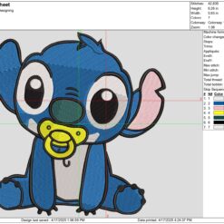 Adorable Baby Stitch with Pacifier Embroidery Design - Digital File for Multiple Projects 2
