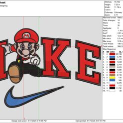 Nike and Mario Logo Embroidery Design - Premium Digital File 2