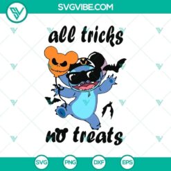 Spooky Halloween SVG design with "All Tricks No Treats" and horror elements, perfect for Halloween crafting projects.