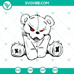 Angry bear SVG with horror theme, perfect for digital designs.