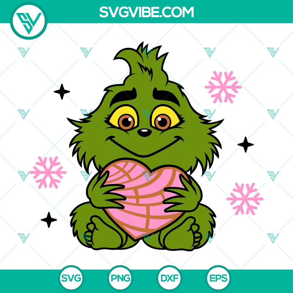 baby-grinch-pan-dulce-svg-christmas-svg-merry-grinchmas-svg-concha-grinch-svg.jpg Baby Grinch themed Pan Dulce SVG with Merry Grinchmas and Christmas motifs, ideal for holiday crafting projects.