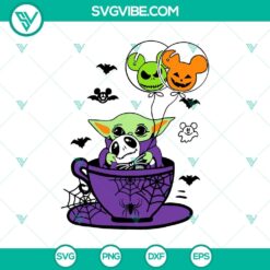 Baby Yoda and Jack Skellington Halloween SVG with Jack Balloon design for funny Halloween creations.