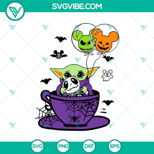 baby yoda and jack skellington svg funny halloween svg jack ballon svg