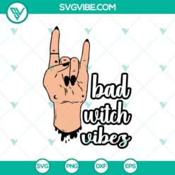 Bad Witch Vibes Halloween Scary SVG design with horror elements, perfect for spooky Halloween crafts and decorations.