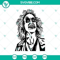 Beetlejuice outline SVG featuring iconic horror film character design perfect for Halloween crafts.