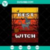 Funny cat riding a broom with Halloween elements, perfect for Halloween designs. Great for Trick or Treat and Halloween Mom projects.