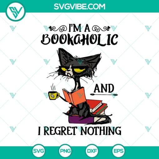 black cat im a bookaholic svg black cat svg halloween svg