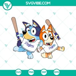 Bluey Bingo Los Angeles Dodgers SVG PNG file, featuring team logo, blue color scheme, for digital crafting projects and fan merchandise.