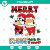 Bluey Bingo Merry Blueymas SVG with Christmas-themed cut files for fans of the popular kids' show.