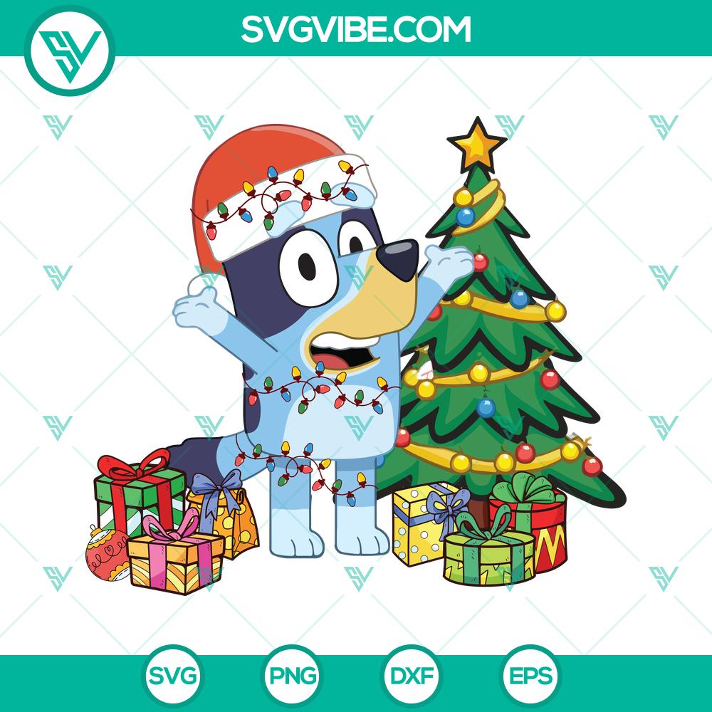 Bluey Dog Christmas Lights SVG | Cute Cartoons Holiday Cut Files Bluey dog cartoon character Christmas lights SVG for holiday cut files, cute and festive design for crafting projects.