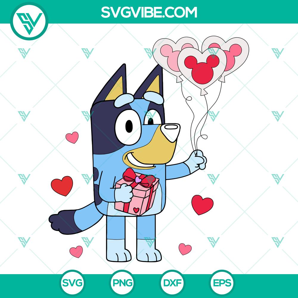 Bluey Dog Heart Balloons Valentine SVG | Cute Holiday Cut Files Bluey Dog Heart Balloons Valentine SVG | Cute Holiday Cut Files