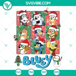 Bluey Family With Santa Hat Christmas SVG DXF EPS PNG Files