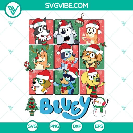 bluey family with santa hat christmas svg dxf eps png files