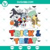 Bluey and friends Halloween SVG with cute cartoon characters, perfect for trick or treat projects.