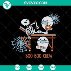 Boo Boo Crew SVG featuring Boo Nurse and Skeleton, Funny Halloween design perfect for crafts, shirts, and decorations.