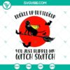 "Buckle Up Buttercup SVG featuring horror and Halloween elements, perfect for spooky crafts and decorations."