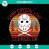 Camp Crystal Lake Counselor SVG design with Halloween and horror elements, ideal for spooky themes.
