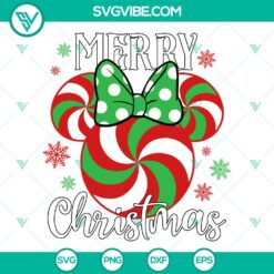 Candy Cane Minnie Mouse Ears SVG | Sweet Christmas Disney Cut Files