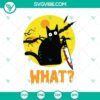 Murderous black cat wielding knife SVG for Halloween, horror, and scary themed designs.