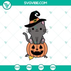 Halloween cat witch and pumpkin SVG design for crafts, cards, and decor.