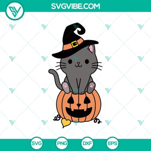 cat with pumpkin svg halloween cat svg cat witch svg