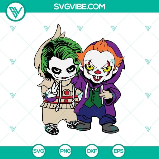 chibi friends baby pennywise it and joker funny costume svg pennywise svg joker svg halloween svg