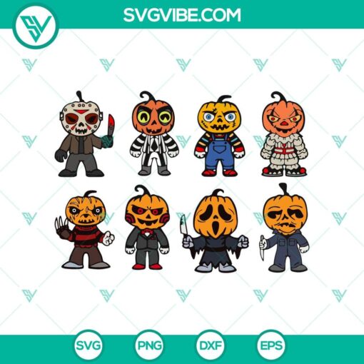 chibi horror pumpkin head svg horror characters svg scary halloween svg