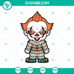 Chibi Pennywise Clown SVG for Halloween with scary and horror elements.