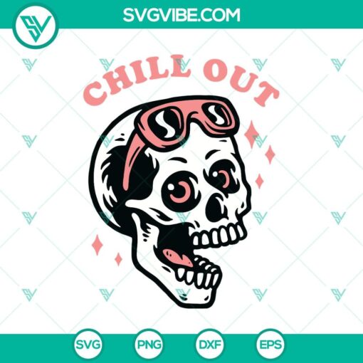 chill out skull funny skull pink glasses smile svg skull svg scary svg halloween svg