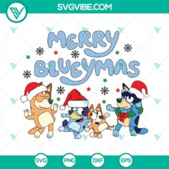 Christmas Bluey Family Merry Blueymas SVG | Holiday Cartoons Cut Files