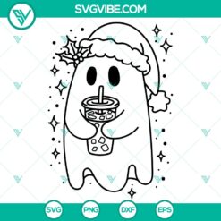 Christmas Ghost Iced Coffee SVG DXF EPS PNG Files