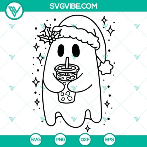 christmas ghost iced coffee svg dxf eps png files