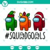 Christmas Squadgoals, Among Imposter, Merry Christmas SVG designs featuring festive elements and holiday-themed text for digital projects.