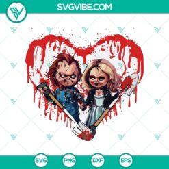 Chucky and Bride of Chucky SVG featuring horror characters in a couple design for crafting projects.