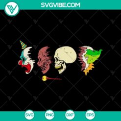 Creepy clown horror face and skull design in SVG format, perfect for Halloween and horror themes.