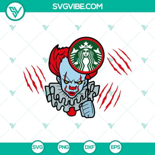 clown starbucks svg pennywise svg halloween svg