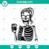Coffee skeleton SVG with "Mom Life" theme. Perfect for Halloween crafts. A unique and festive design for Halloween celebration.